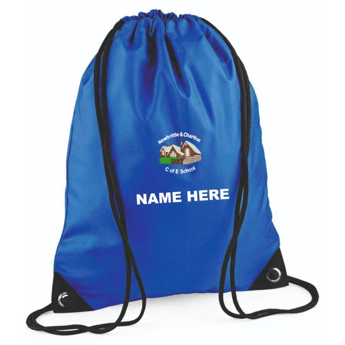 BG10 Royal blue Drawstring PE Bag c/w embroidered N&C logo