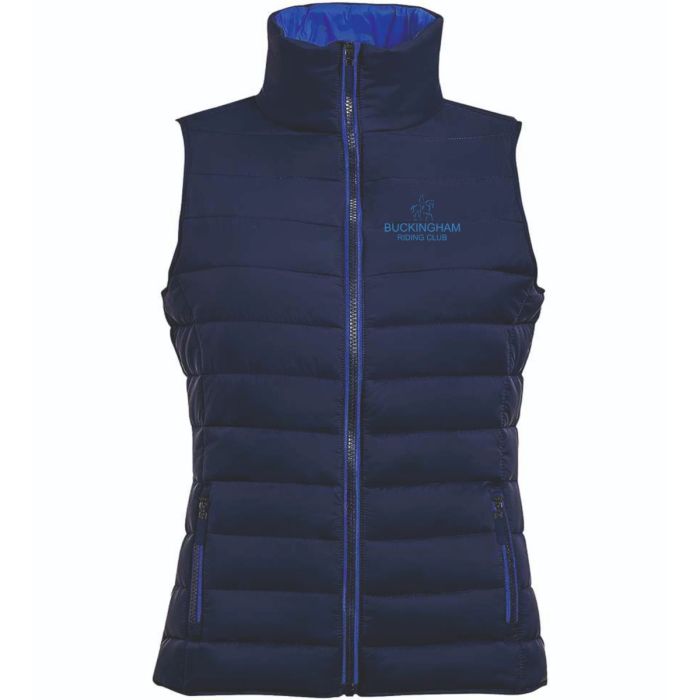 01437 Ladies Navy Blue Gilet c/w embroidered Buckingham Riding logo