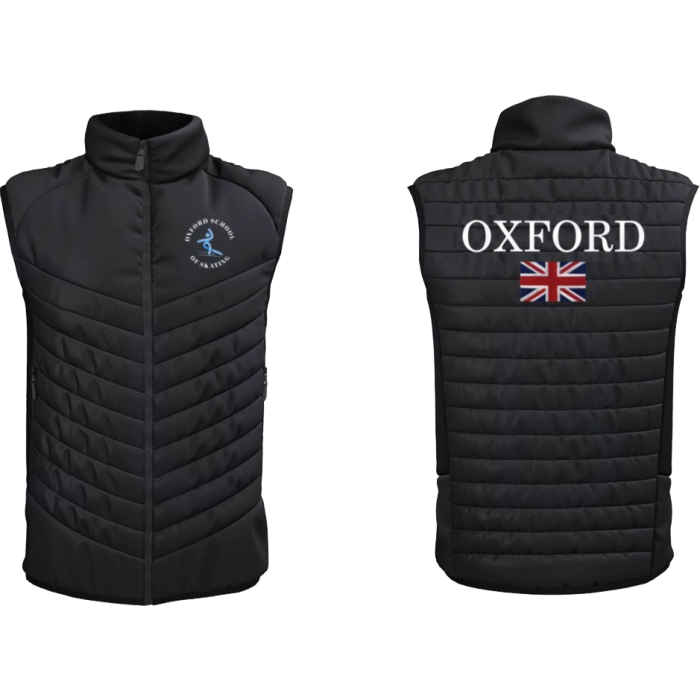 870 Apex Pro Gilet Black c/w Oxford Skating embroidered breast and large back logo