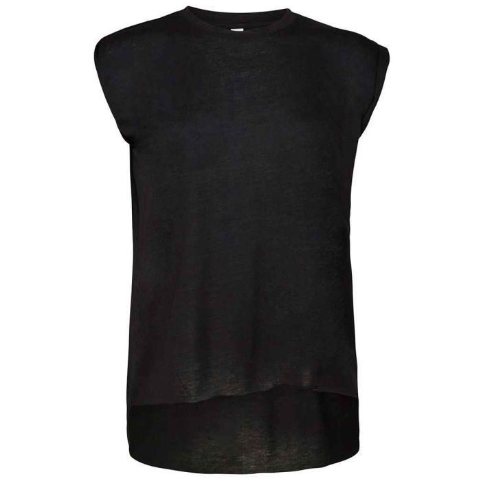 Bella Ladies Flowy Rolled Cuff Muscle T-Shirt