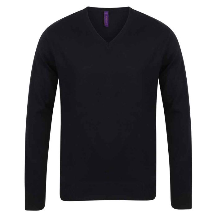 Henbury Lightweight Cotton Acrylic V Neck Sweater