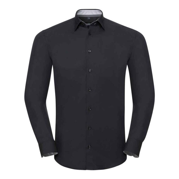 Russell Collection Long Sleeve Contrast Ultimate Stretch Shirt