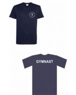 JC001B Kids Navy T-shirt c/w printed BDGC logo & Gymnast print