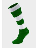 H405 BRUFC Pro Sports Socks - Green/White Hoops Large = 6-13
