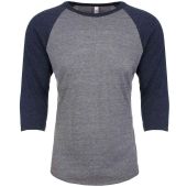 Next Level Apparel Unisex Tri-Blend 3/4 Sleeve Raglan T-Shirt - Vintage Navy/Premium Heather Size XS
