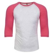 Next Level Apparel Unisex Tri-Blend 3/4 Sleeve Raglan T-Shirt - Vintage Pink/Heather White Size XS