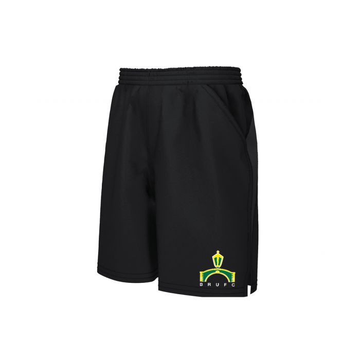671P-35-A Black Training Shorts c/w BRUFC embroidered club badge