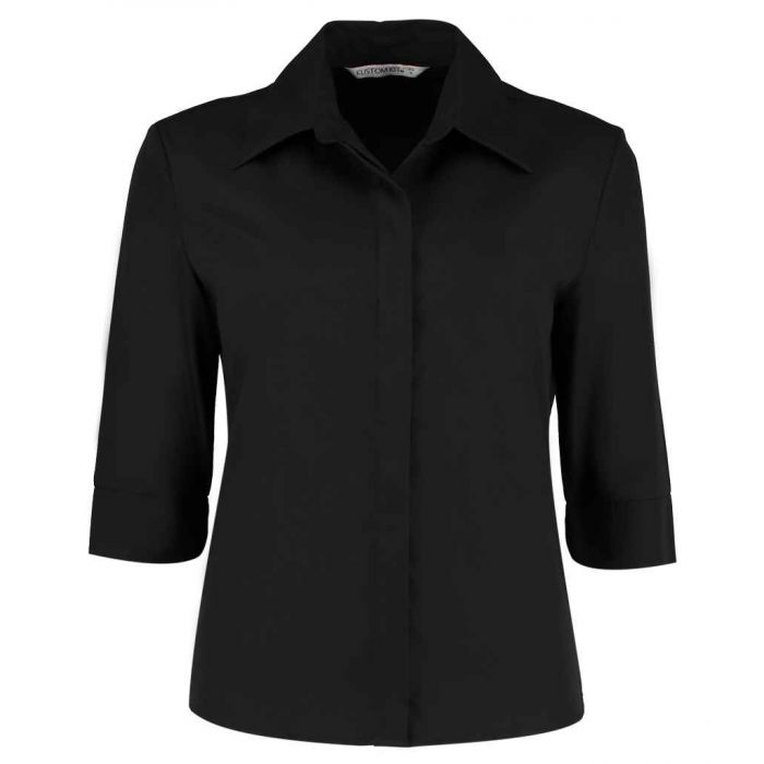 Kustom Kit Ladies 3/4 Sleeve Tailored Continental Shirt