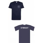 JC001 Adult Navy T-shirt c/w printed BDGC logo & Gymnast print
