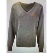 Aaaa112033 Premier LC V Neck Acrylic Mid Grey Jumper c/w embroidered breast logo