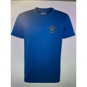 JC001B Polyester Royal Blue Sports T-shirt c/w printed padbury logo