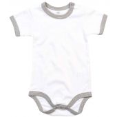 BabyBugz Baby Ringer Bodysuit - White/Heather Marl Size 12-18