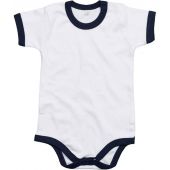 BabyBugz Baby Ringer Bodysuit - White/Navy Size 12-18