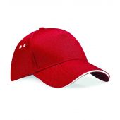 Beechfield Ultimate 5 Panel Cap with Sandwich Peak - Classic Red/White Size ONE