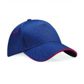 Beechfield Ultimate 5 Panel Cap with Sandwich Peak - French Navy/Classic Red Size ONE