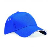 Beechfield Ultimate 5 Panel Cap with Sandwich Peak - Bright Royal/White Size ONE