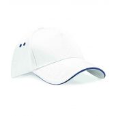 Beechfield Ultimate 5 Panel Cap with Sandwich Peak - White/French Navy Size ONE