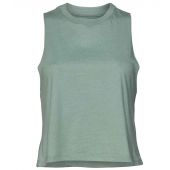 Bella Ladies Racer Back Cropped Tank Top - Heather Dusty Blue Size S