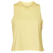 Bella Ladies Racer Back Cropped Tank Top - Heather French Vanilla Size S