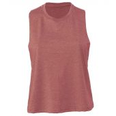 Bella Ladies Racer Back Cropped Tank Top - Heather Mauve Size S