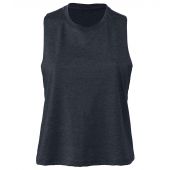 Bella Ladies Racer Back Cropped Tank Top - Heather Navy Size XL