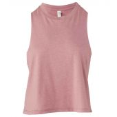 Bella Ladies Racer Back Cropped Tank Top - Heather Orchid Size S