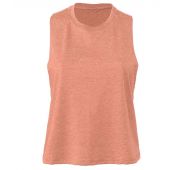 Bella Ladies Racer Back Cropped Tank Top - Heather Sunset Size S