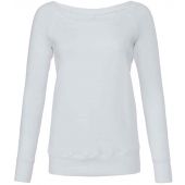 Bella Ladies Tri-Blend Sponge Fleece Wide Neck Sweatshirt - Solid White Tri-Blend Size XL