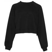 Bella Ladies Raglan Cropped Pullover Sweatshirt - Black Size XXL