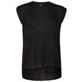 Bella Ladies Flowy Rolled Cuff Muscle T-Shirt - Black Size XL