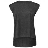 Bella Ladies Flowy Rolled Cuff Muscle T-Shirt - Dark Grey Size XL