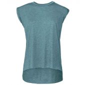 Bella Ladies Flowy Rolled Cuff Muscle T-Shirt - Heather Deep Teal Size XL