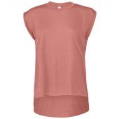 Bella Ladies Flowy Rolled Cuff Muscle T-Shirt - Mauve Size XL