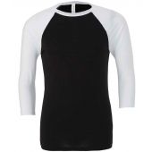 Canvas Unisex 3/4 Sleeve Baseball T-Shirt - Black/White Size XXL