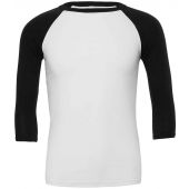 Canvas Unisex 3/4 Sleeve Baseball T-Shirt - White/Black Size XXL