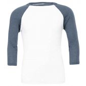 Canvas Unisex 3/4 Sleeve Baseball T-Shirt - White/Denim Tri-Blend Size XS