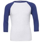 Canvas Unisex 3/4 Sleeve Baseball T-Shirt - White/Navy Size XXL