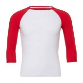 Canvas Unisex 3/4 Sleeve Baseball T-Shirt - White/Red Size XXL