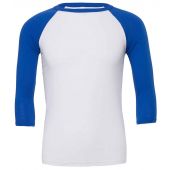 Canvas Unisex 3/4 Sleeve Baseball T-Shirt - White/Royal Blue Size XXL