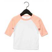 Canvas Toddler 3/4 Sleeve Baseball T-Shirt - White/Heather Peach Size 2yrs