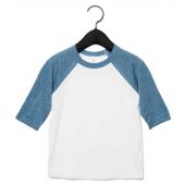 Canvas Toddler 3/4 Sleeve Baseball T-Shirt - White/Denim Tri-Blend Size 5yrs