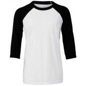 Canvas Youths 3/4 Sleeve Baseball T-Shirt - White/Black Size L