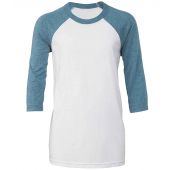 Canvas Youths 3/4 Sleeve Baseball T-Shirt - White/Denim Tri-Blend Size L
