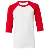 Canvas Youths 3/4 Sleeve Baseball T-Shirt - White/Red Size L