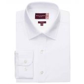 Brook Taverner Alba Long Sleeve Slim Fit Poplin Shirt - White Size 18