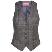 Brook Taverner Ladies Nashville Waistcoat - Grey Brown Check Size XL