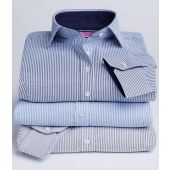 Brook Taverner Ladies Mirabel Long Sleeve Stretch Oxford Shirt - Navy Stripe Size 20