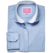 Brook Taverner Ladies Mirabel Long Sleeve Stretch Oxford Shirt - Sky Blue Size 20
