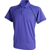 Finden and Hales Performance Piped Polo Shirt - Purple/Navy Size M