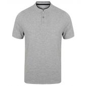 Front Row Stand Collar Stretch Polo Shirt - Heather Grey/Bright Navy Size XS